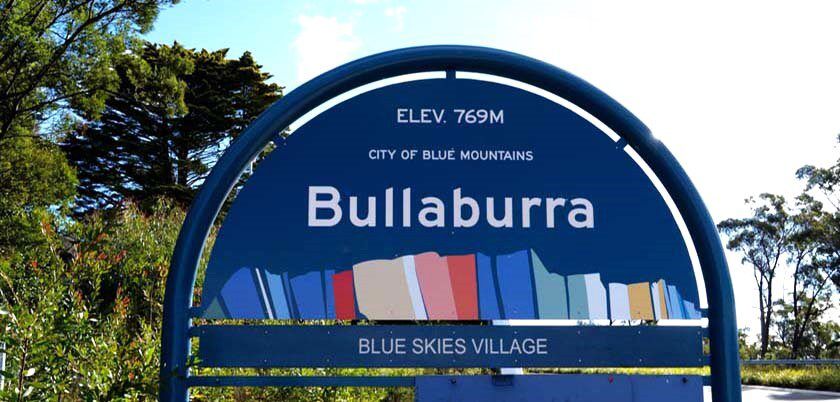 The welcome sign to Bullaburra in the Blue Mountains west of Sydney.